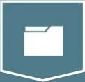 A blue and white icon of an open file folder.